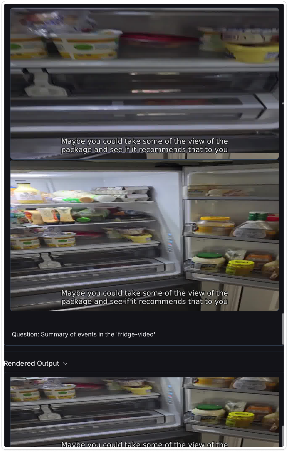 Caption-Frame Integration Example showing refrigerator with synchronized captions